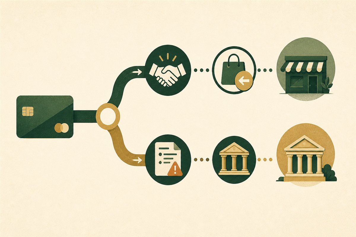 Editorial illustration for: Chargeback vs refund: how card payment disputes work
