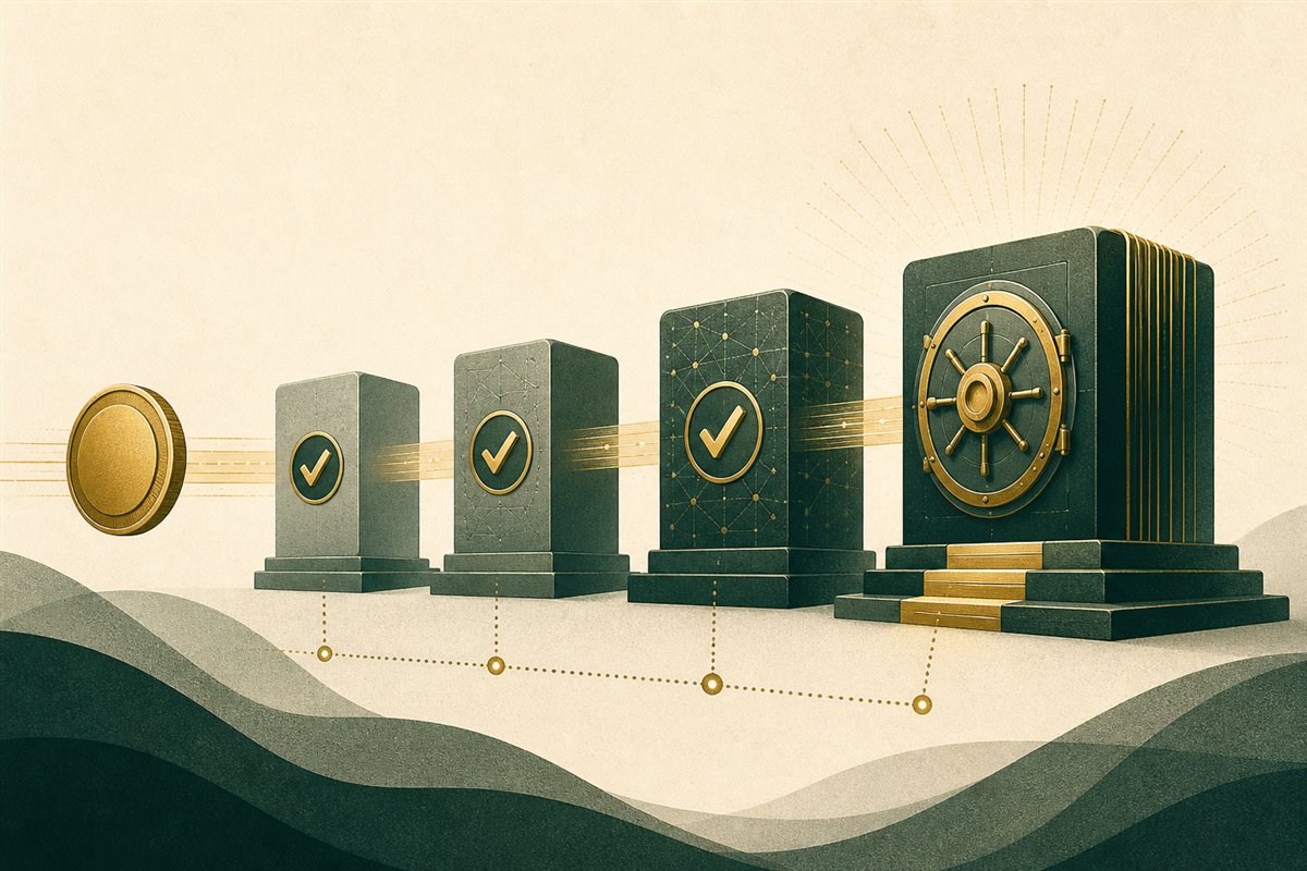 Editorial illustration for: Crypto transaction confirmations: pending, confirmed and final