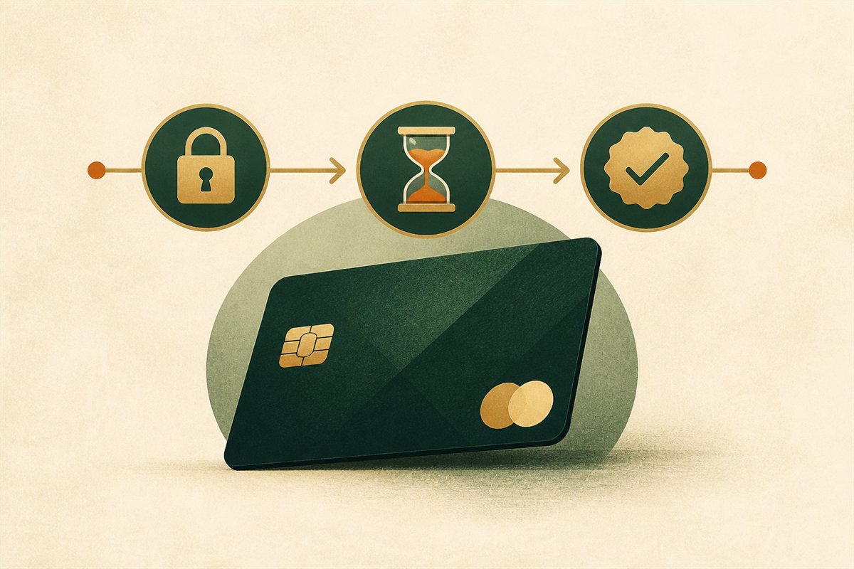 Editorial illustration for: Understand pending card payments, authorisation holds and completed charges